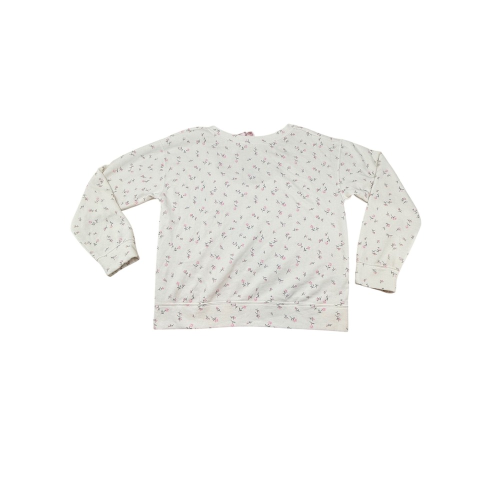 Hollister Floral Bow Back Sweatshirt Cream Pink Rose Print XXS
